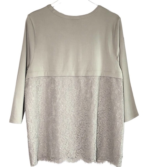 NWT J. Jill Ponte Knit ¾ Sleeve Top with Lace Detail – Size XL - Picture 2 of 10